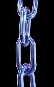 Vertical Translucent Glass Chain with Iridescent Rainbow Reflections