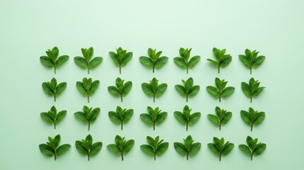 Fototapeta premium Mint Sprigs Arranged on Background