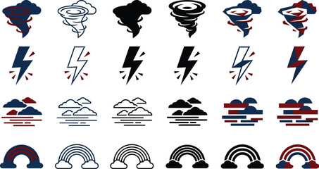 Obraz premium Weather icons in silhouette style with white background EPS set