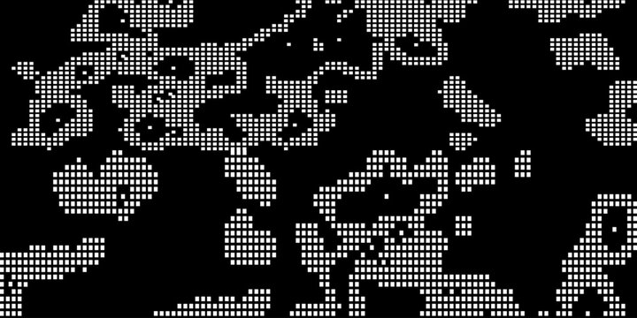 Pixelated halftone gradient noise. black and white fading pixel texture. Dissolving wallpaper. Vector background