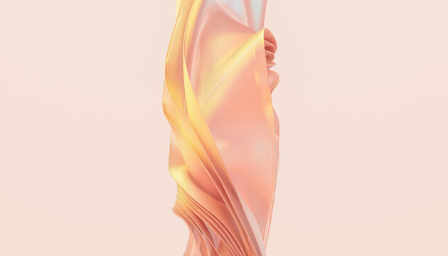 Abstract Peach Ribbon Waves With Soft Pastel Gradient Texture