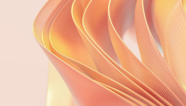 Abstract Peach Ribbon Waves With Soft Pastel Gradient Texture