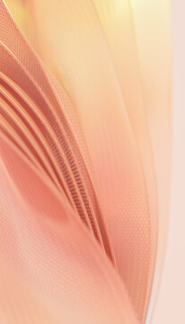 Abstract Peach Ribbon Waves With Soft Pastel Gradient Texture