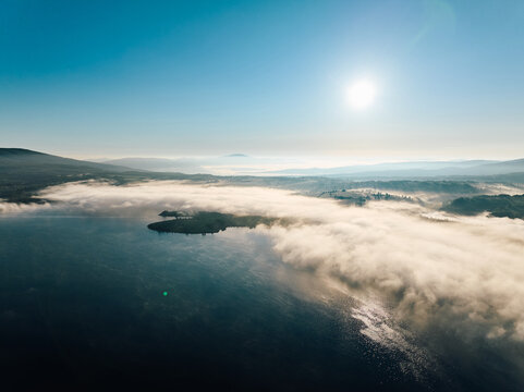 Sunny morning on a lake