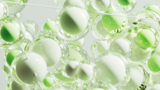 Abstract green bubble technology background in biotechnology display