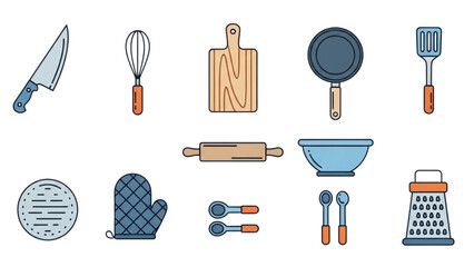 Vector Icon Sheet of Kitchen Utensils and Cooking Tools Displayed © Icon Master PNG