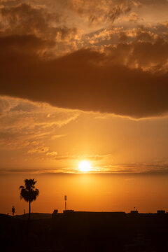Sunset and romantic orange sky