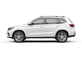 Fototapeta premium Modern White SUV Car Side View Isolated on White Background - Professional 3D Render for Automotive Design and Advertising