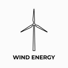 Wind turbine line drawing illustration on a white background depicting renewable energy generation technology windpower windmill aerogenerator clean sustainable © Bar