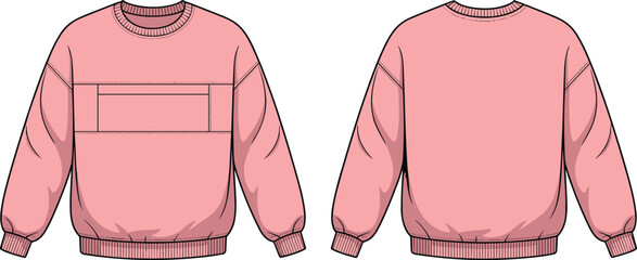Trendy oversized pink sweatshirt with a distinctive chest stripe design a comfortable and stylish streetwear essential © MSTROKSHANA