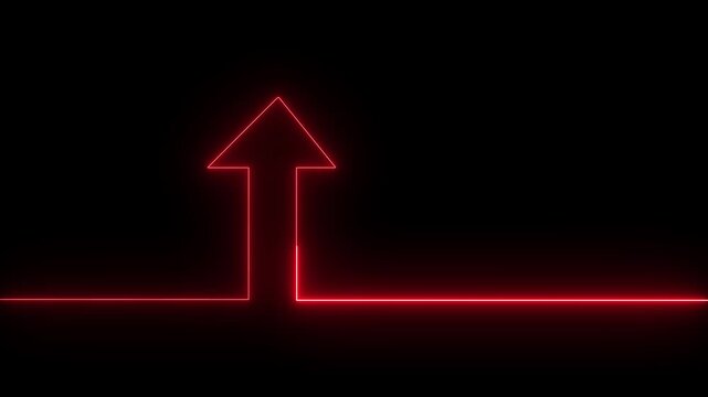 Glowing Neon Direction Icon Animation on Black Background. Abstract Arrow Motion Graphic