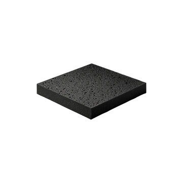 Black flat acoustic foam panel with porous sound absorbing texture for professional soundproofing and noise insulation isolated on white background