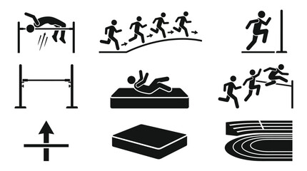 Obraz premium High Jump and Track and Field Sports Icons Set.