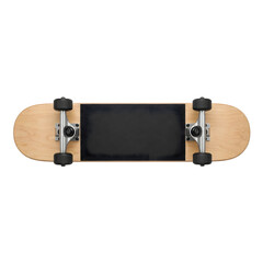Classic wooden skateboard deck isolated on black © Phan
