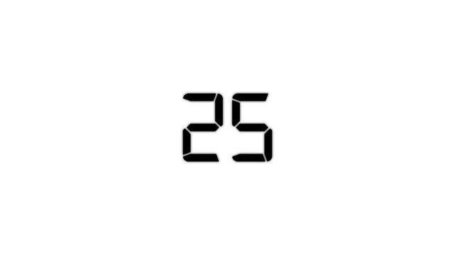 30 seconds countdown timer animation on transparent background, 30 to 0 seconds countdown timer.