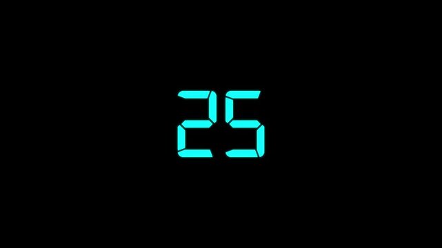 30 seconds countdown timer animation on transparent background, 30 to 0 seconds countdown timer.