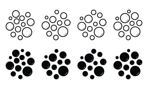 Bubble cluster set black and white vector illustrations for design