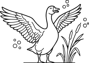Fototapeta premium Cute goat on stump coloring page for kids and adults printable activity