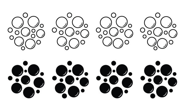 Bubble cluster variations black and white graphic design elements