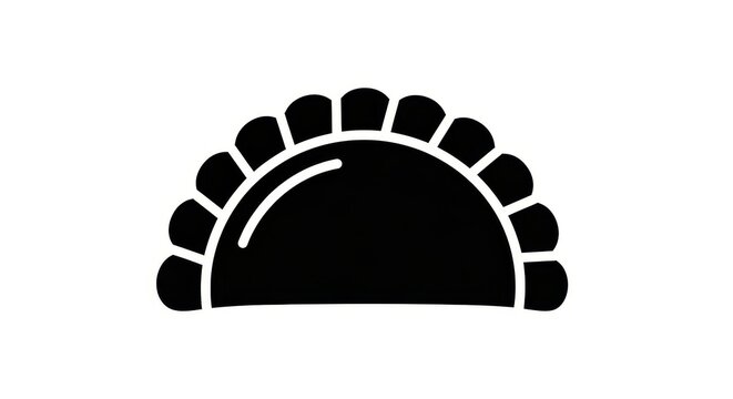 Black silhouette icon of a dumpling or pierogi