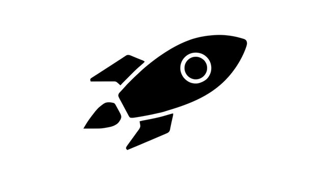 Simple rocket launch silhouette icon isolated on white background