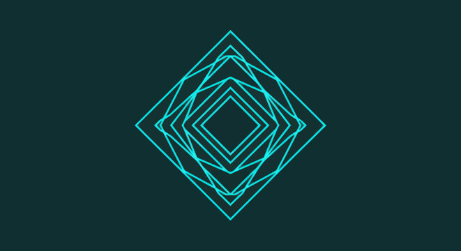 A cyan geometric diamond pattern nested on a teal background