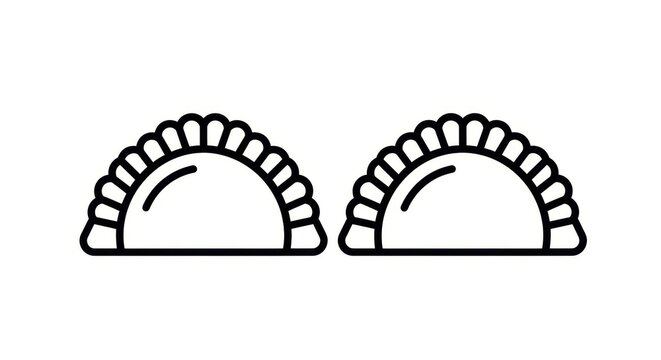 Two pierogi dumplings icon, traditional polish food, linear style