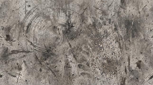 Abstract Distressed Concrete Wall Texture with Circular Scratches and Industrial Grunge Background