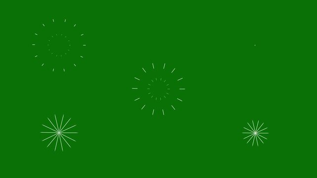 Circle firework explosion loop animation, glowing sparkle lines, shiny geometric blast, green screen background seamless ultra 4k. mp4