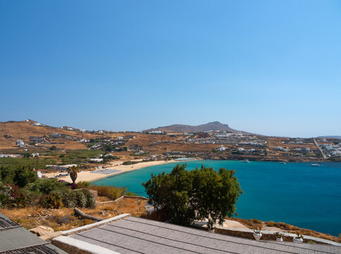  Beach Paralia Kalo Livadi on Mykonos island in Greece.