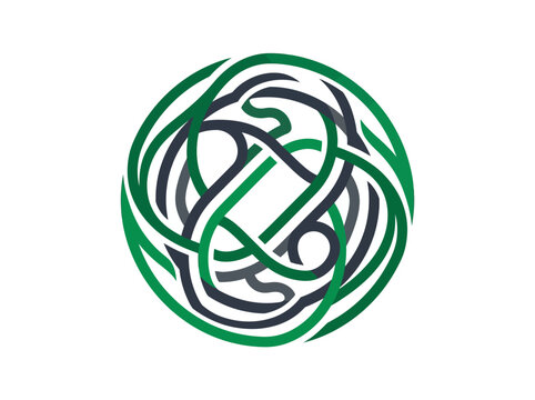 Intricate Knotwork Art Design Green Charcoal And White