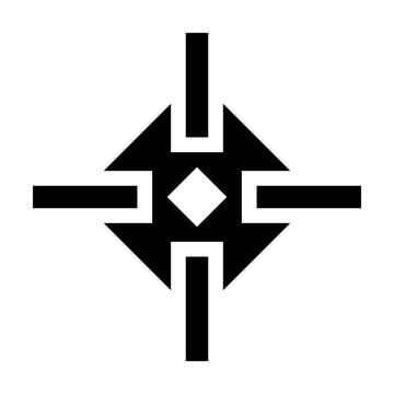 Target sharp solid style icon featuring a centered location target representing accurate positioning navigation and destination focus.