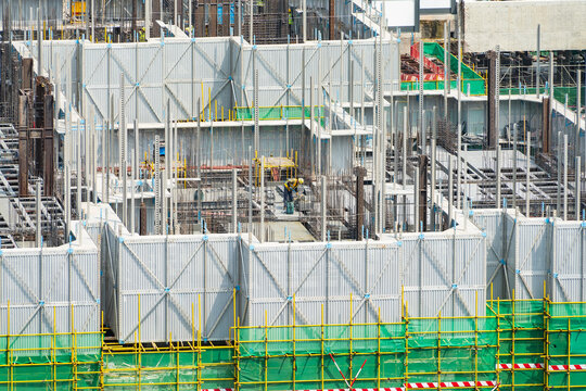 Aerial View of a Construction Site with Workers