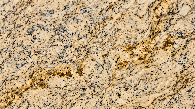 Cream and gold granite stone slab with black veining and mineral flecks natural texture background