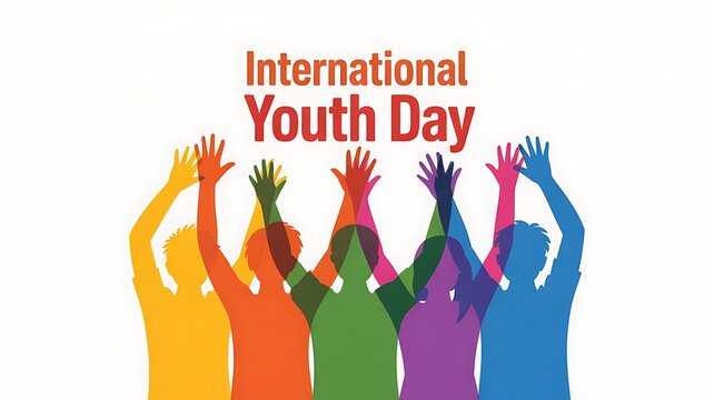 International youth day celebration diverse hands reaching upward in unity