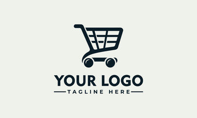 Modern minimalist shopping cart logo design template for retail and ecommerce business © nuaari