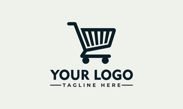Minimalist Shopping Cart Vector Logo Design for E-commerce and Retail Business
