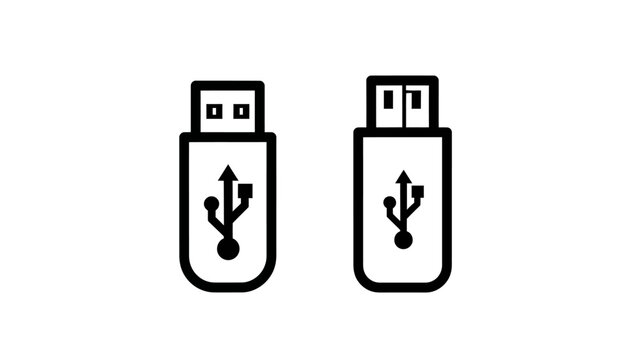 Universal serial bus usb drive storage device connectivity icons with connection