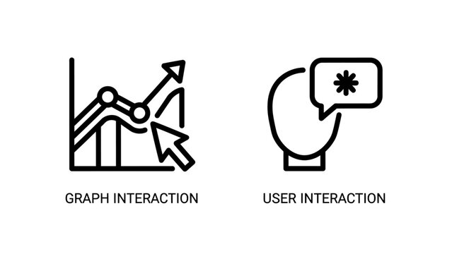 Graph trend analysis and user interaction chat bubble icons with analysis