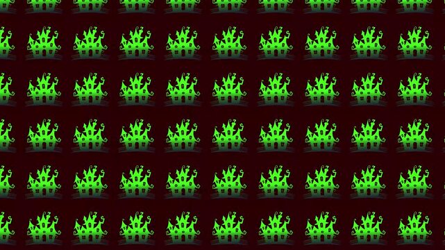 Abstract Digital Background Featuring Animated Rows Of Glowing Neon Green Geometric Shapes Patterns Shifting Against A Dark Minimalist Backdrop