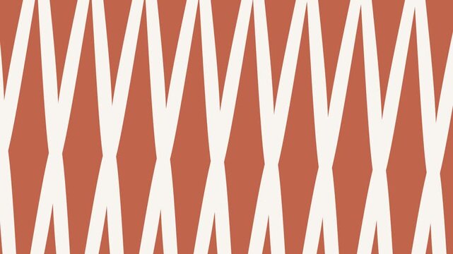 Abstract Geometric Pattern Animation Featuring White Zig Zag Lines Moving Across A Textured Solid Burnt Orange Background For Modern Digital Graphic