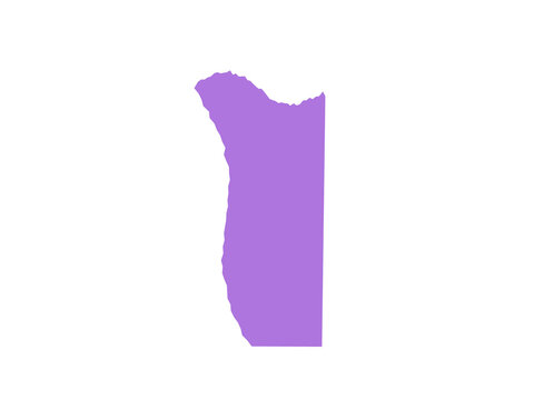 Purple silhouette of the country of namibia representing its land border map