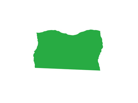 A flat green silhouette representing the geographical shape of oregon state