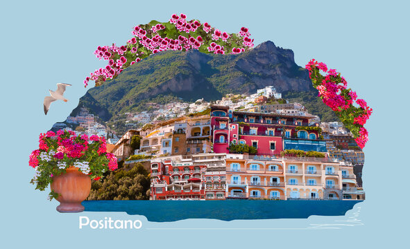 Positano, Italy along the stunning Amalfi Coast.