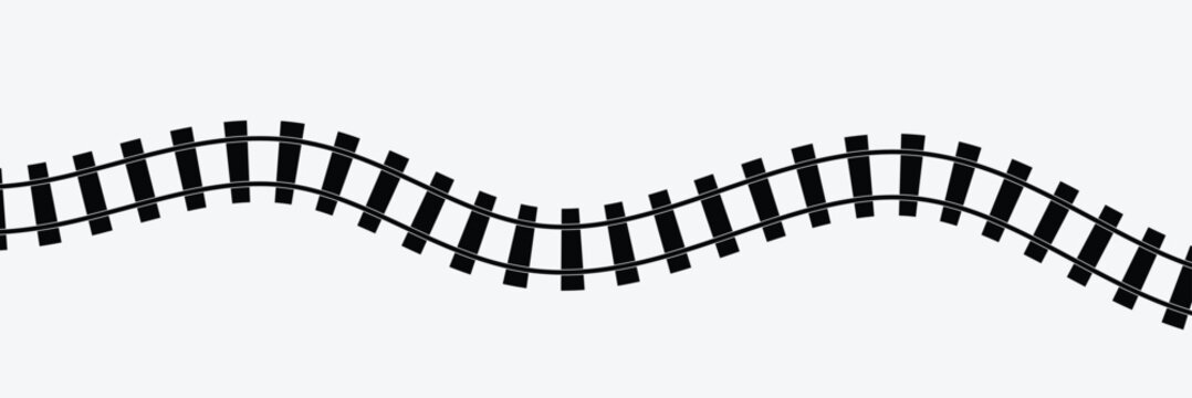 Railway train track vector route. rail pattern round circular curve railroad path icon . vector illustration. EPS 10 .