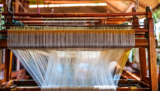 silk thread weaving machine at silk factory in asia