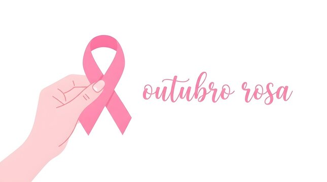 Breast cancer awareness month pink ribbon illustration outubro rosa
