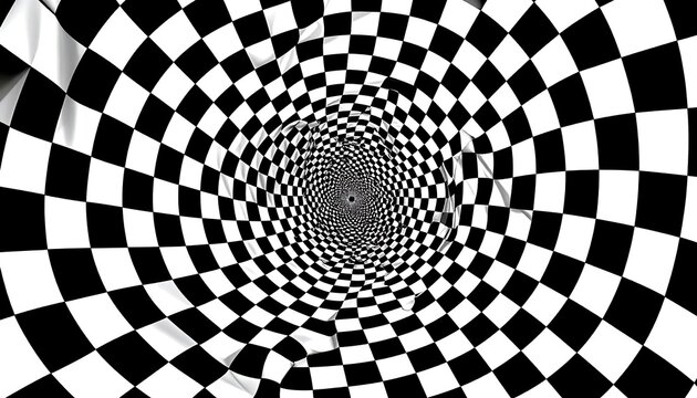 A black and white optical illusion of a spiral tunnel (1)