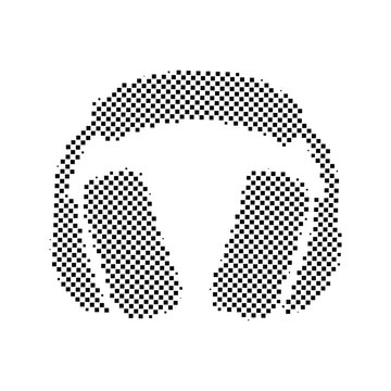 Black Halftone Headphones Music Icon Design