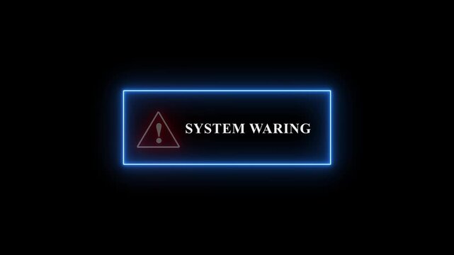 Neon line System warning Button Alert with Exclamation icon. warning attention with fraud alert text icon animation red color danger risk alert road warning sign stop error signal emergency issue sig